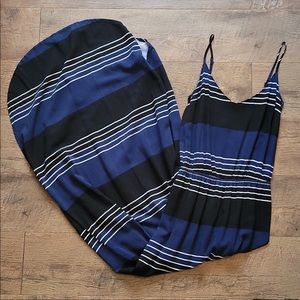 Blue, white, black stripped Maxi dress. S